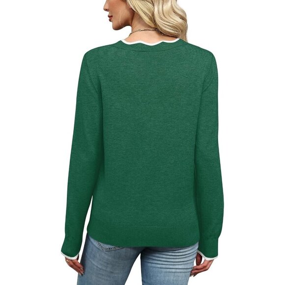 Womens V Neck Sweater Pullover Cozy Lightweight Long Sleeve Fall casual - Picture 5 of 5
